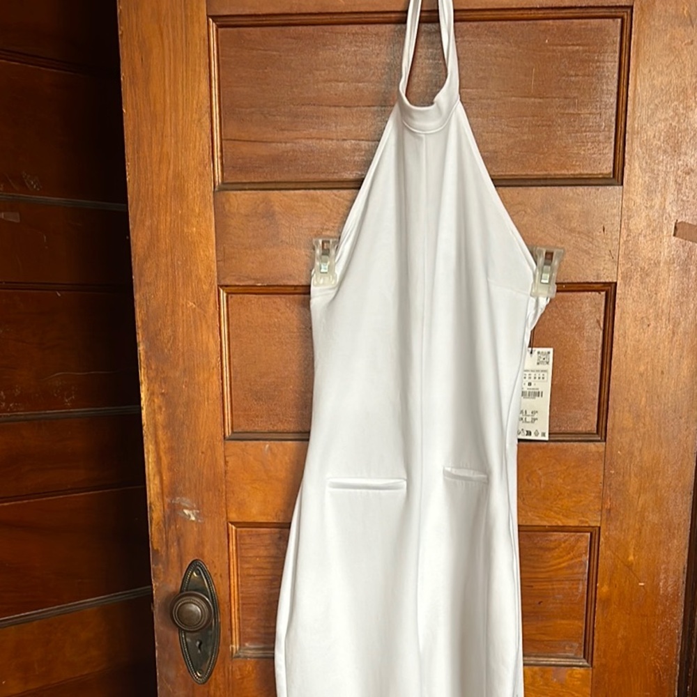 White Zara Halter Jumpsuit With Open Back